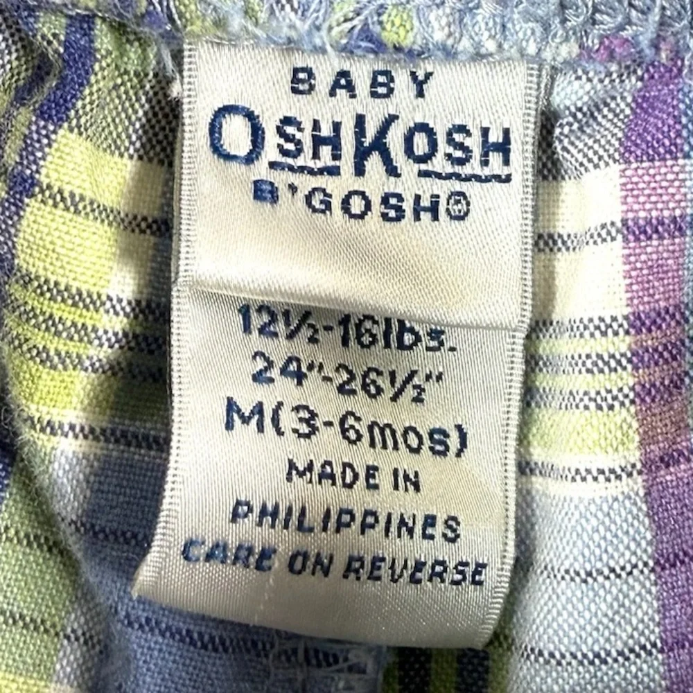 OSHKOSH B’GOSH‎ BABY VINTAGE 90S Girls’ Plaid Floral Embroidered Skort Size 3-6M